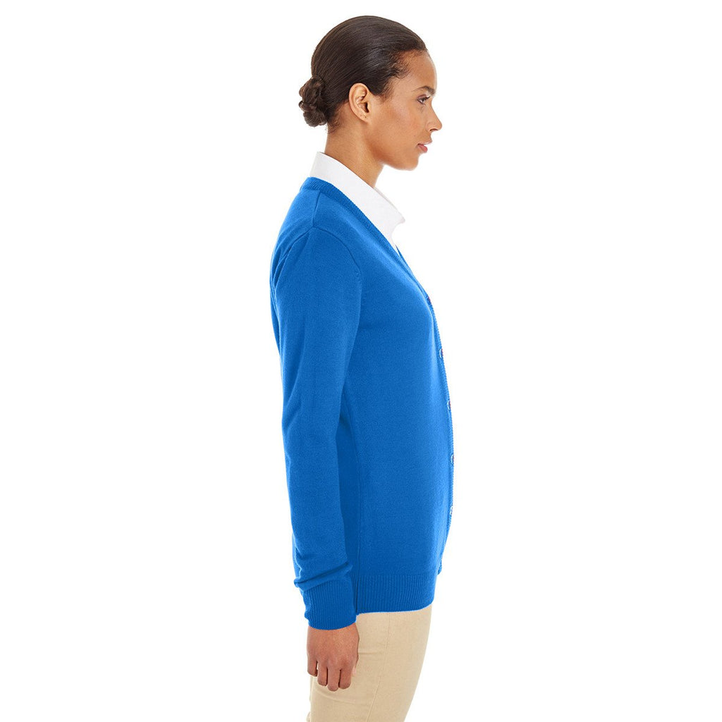 Harriton Women's True Royal Pilbloc V-Neck Button Cardigan Sweater