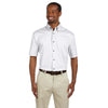 Harriton Men's White Easy Blend Short-Sleeve Twill Shirt with Stain-Release