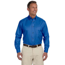 Harriton Men's French Blue Tall Easy Blend Long-Sleeve Twill Shirt with Stain-Release