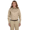 Harriton Women's Stone Easy Blend Long-Sleeve Twill Shirt with Stain-Release