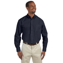 Harriton Men's Navy 3.1 oz. Essential Poplin