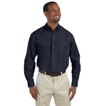 Harriton Men's Navy Tall 3.1 oz. Essential Poplin