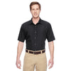 Harriton Men's Black Advantage Snap Closure Short-Sleeve Shirt