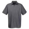 Harriton Men's Dark Charcoal Advantage Snap Closure Short-Sleeve Shirt