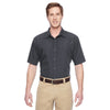 Harriton Men's Dark Charcoal Advantage Snap Closure Short-Sleeve Shirt