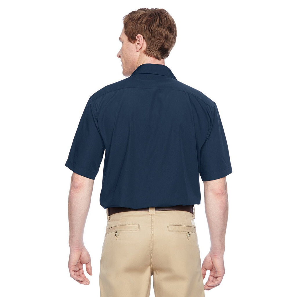 Harriton Men's Dark Navy Advantage Snap Closure Short-Sleeve Shirt