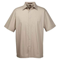 Harriton Men's Khaki Advantage Snap Closure Short-Sleeve Shirt