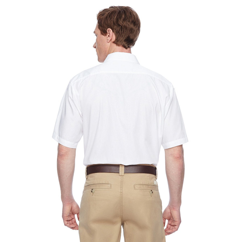 Harriton Men's White Advantage Snap Closure Short-Sleeve Shirt