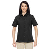 Harriton Women's Black Advantage Snap Closure Short-Sleeve Shirt