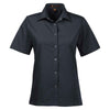 Harriton Women's Dark Charcoal Advantage Snap Closure Short-Sleeve Shirt
