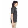 Harriton Women's Dark Charcoal Advantage Snap Closure Short-Sleeve Shirt
