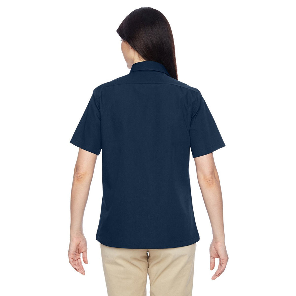 Harriton Women's Dark Navy Advantage Snap Closure Short-Sleeve Shirt