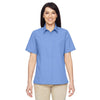 Harriton Women's Industry Blue Advantage Snap Closure Short-Sleeve Shirt