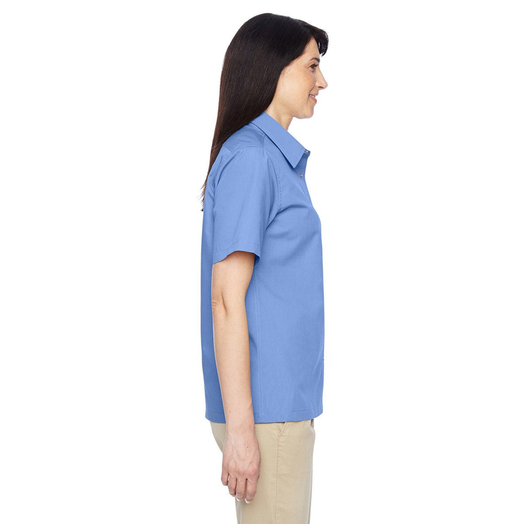 Harriton Women's Industry Blue Advantage Snap Closure Short-Sleeve Shirt