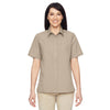 Harriton Women's Khaki Advantage Snap Closure Short-Sleeve Shirt