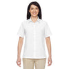 Harriton Women's White Advantage Snap Closure Short-Sleeve Shirt