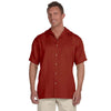 Harriton Men's Tile Red Bahama Cord Camp Shirt