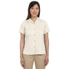 Harriton Women's Creme Bahama Cord Camp Shirt