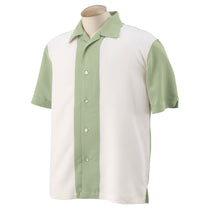 Harriton Men's Green Mist/Creme Two-Tone Bahama Cord Camp Shirt