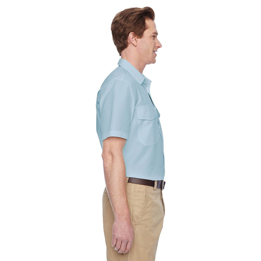 Harriton Men's Cloud Blue Key West Short-Sleeve Performance Staff Shirt