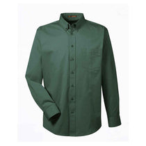 Harriton Men's Hunter Foundation 100% Cotton Long-Sleeve Twill Shirt with Teflon