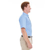 Harriton Men's Industry Blue Foundation 100% Cotton Short-Sleeve Twill Shirt Teflon