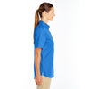 Harriton Women's French Blue Foundation 100% Cotton Short-Sleeve Twill Shirt Teflon