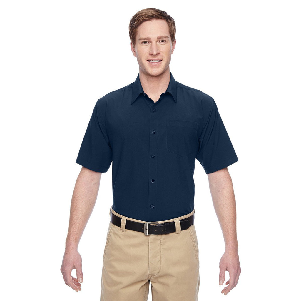 Harriton Men's Navy Paradise Short-Sleeve Performance Shirt
