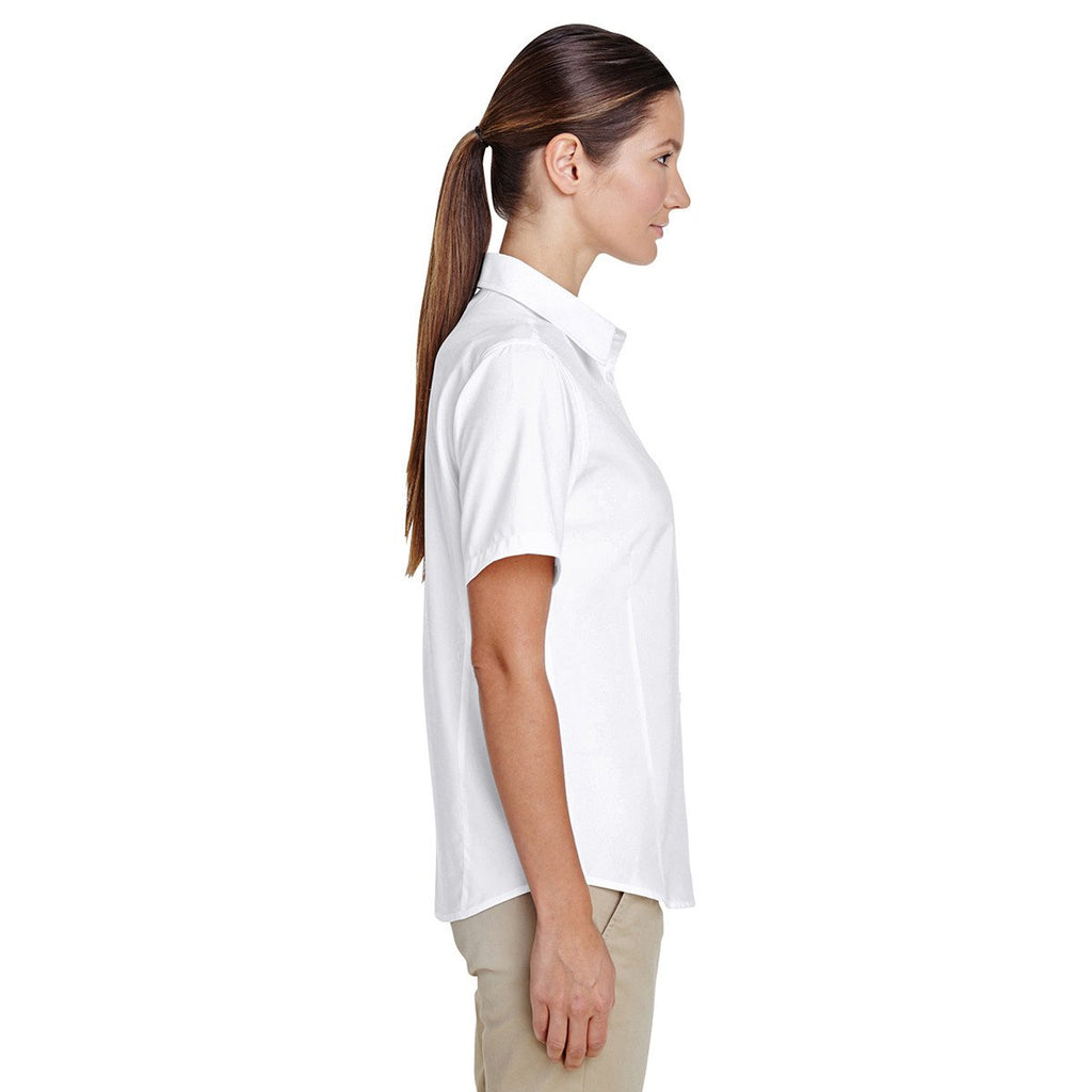 Harriton Women's White Paradise Short-Sleeve Performance Shirt