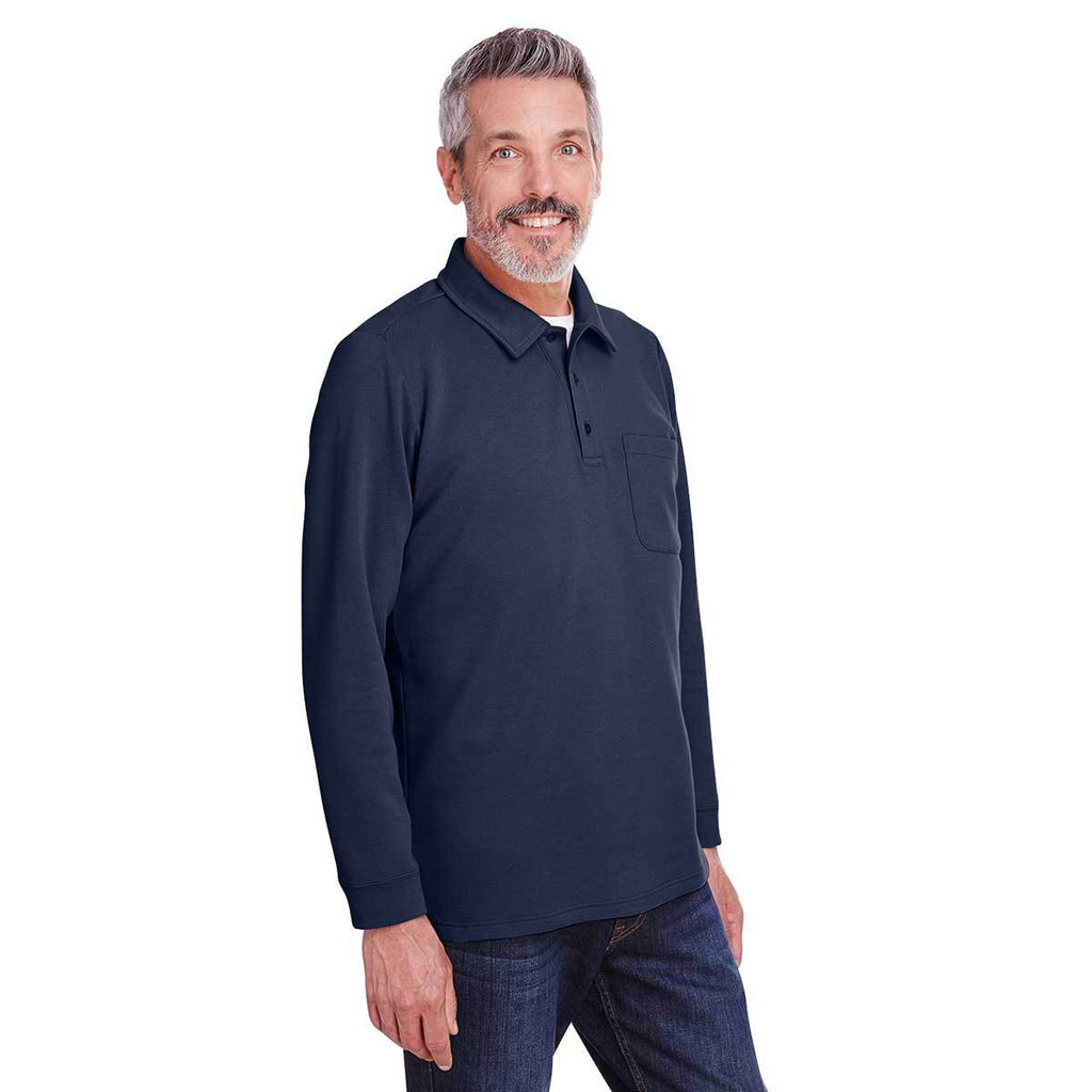 Harriton Men's Dark Navy StainBloc Pique Fleece Pullover Jacket