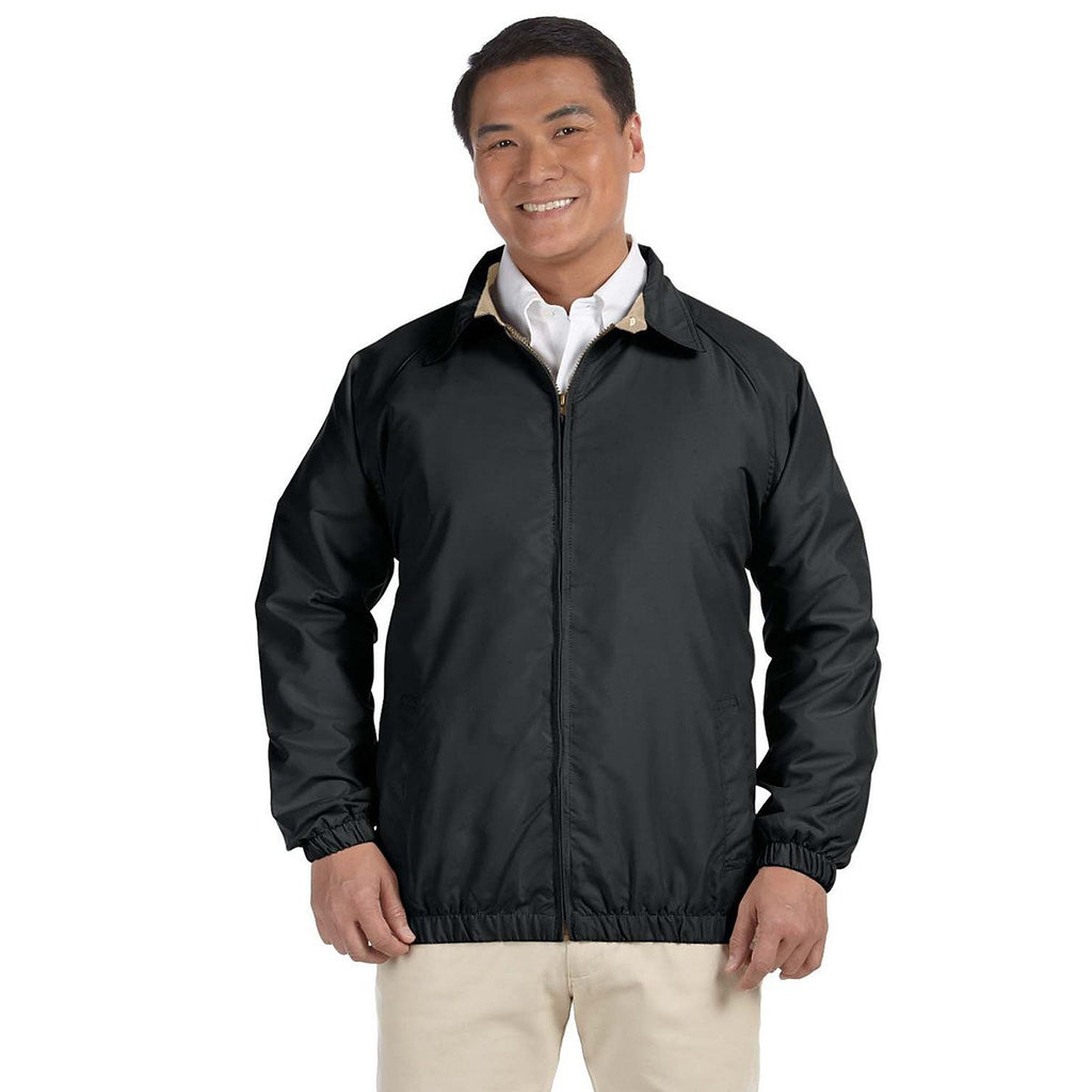 Harriton Men's Black/Stone Microfiber Club Jacket