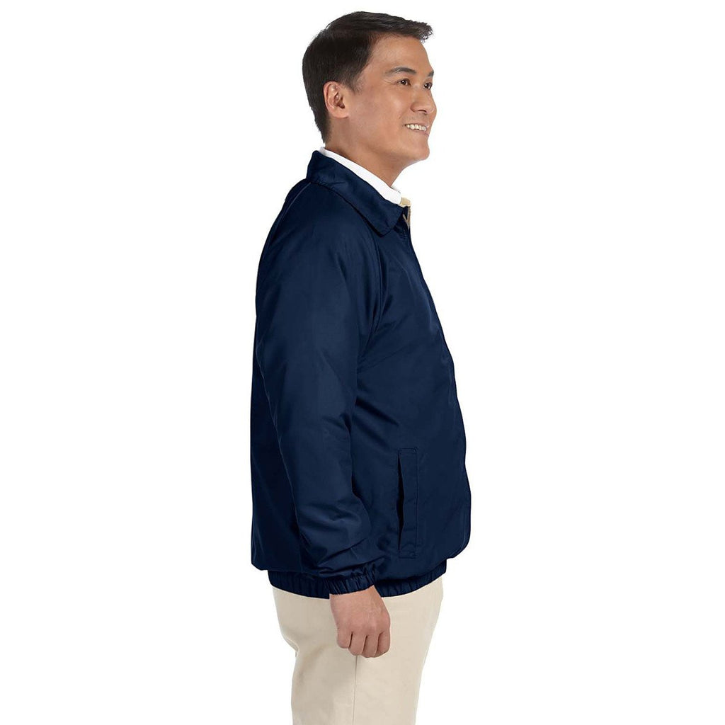 Harriton Men's Navy/Stone Microfiber Club Jacket