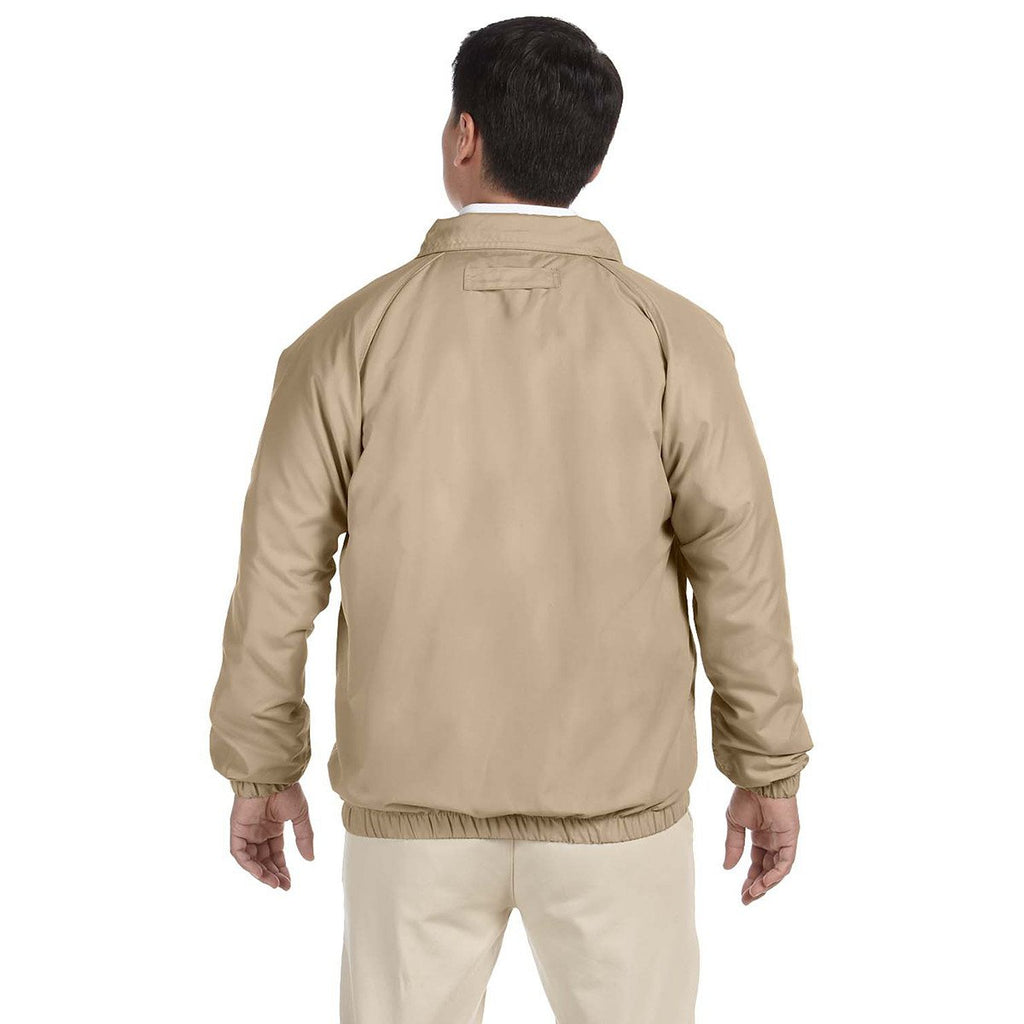 Harriton Men's Stone/Navy Microfiber Club Jacket