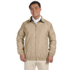 Harriton Men's Stone/Navy Microfiber Club Jacket