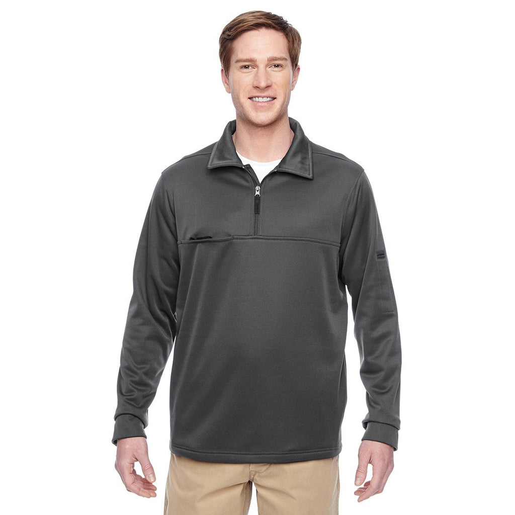 Harriton Men's Dark Charcoal Task Performance Fleece Quarter-Zip Jacket