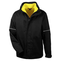 Harriton Men's Black/Safety Yellow Contract 3-in-1 Jacket with Daytime Hi-Vis Fleece Vest