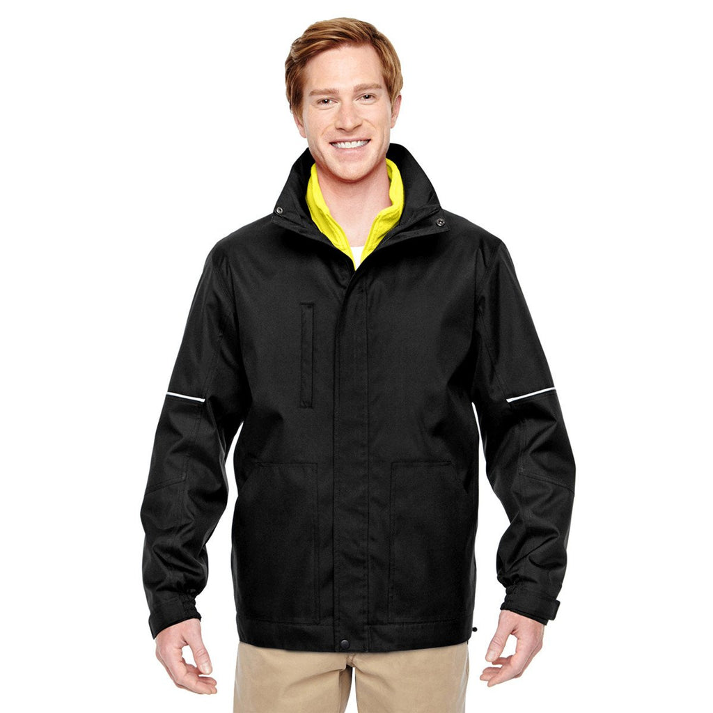 Harriton Men's Black/Safety Yellow Contract 3-in-1 Jacket with Daytime Hi-Vis Fleece Vest