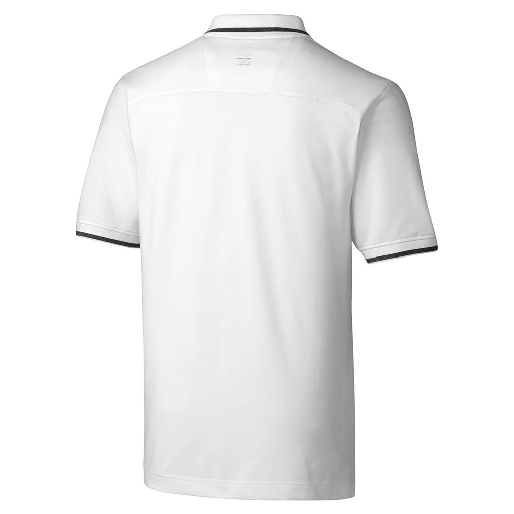 Cutter & Buck Men's White DryTec Short Sleeve Advantage Tipped Polo