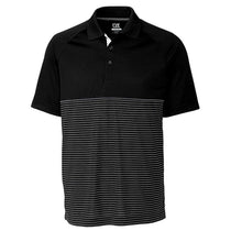 Cutter & Buck Men's Black/White Junction Stripe Hybrid Polo