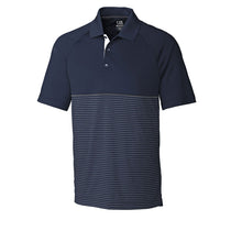 Cutter & Buck Men's Liberty Navy/White Junction Stripe Hybrid Polo