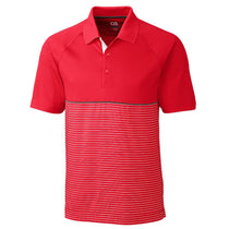 Cutter & Buck Men's Red/White Junction Stripe Hybrid Polo