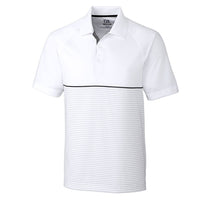 Cutter & Buck Men's White/Elemental Grey Junction Stripe Hybrid Polo