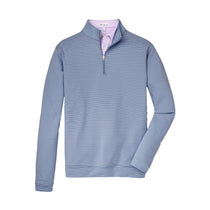 Peter Millar Men's Navy/White Perth Mini Stripe Stretch Quarter Zip
