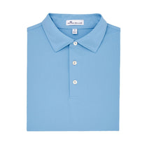 Peter Millar Men's Cottage Blue Solid Stretch Mesh Polo