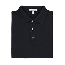 Peter Millar Men's Black Solid Cotton Lisle Polo