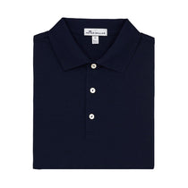 Peter Millar Men's Navy Solid Cotton Lisle Polo