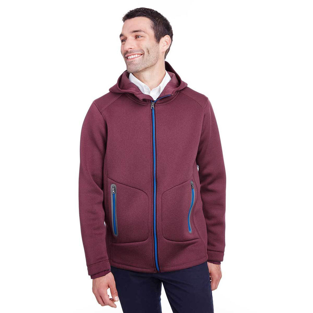 North End Men's Burgundy Heather/Olympic Blue Paramount Bonded Knit Jacket