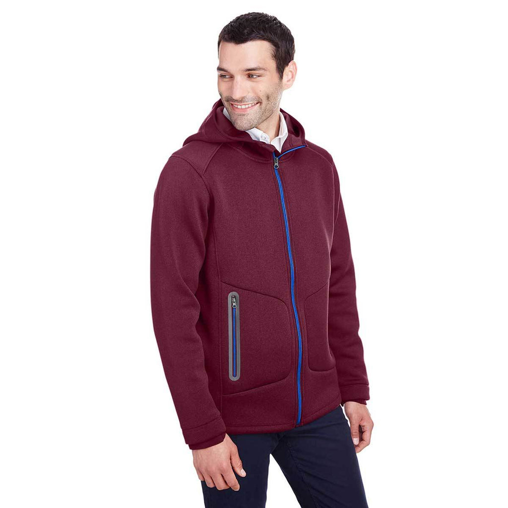 North End Men's Burgundy Heather/Olympic Blue Paramount Bonded Knit Jacket