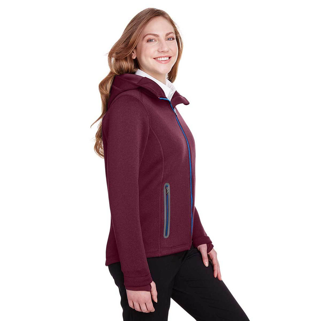 North End Women's Burgundy Heather/Olympic Blue Paramount Bonded Knit Jacket