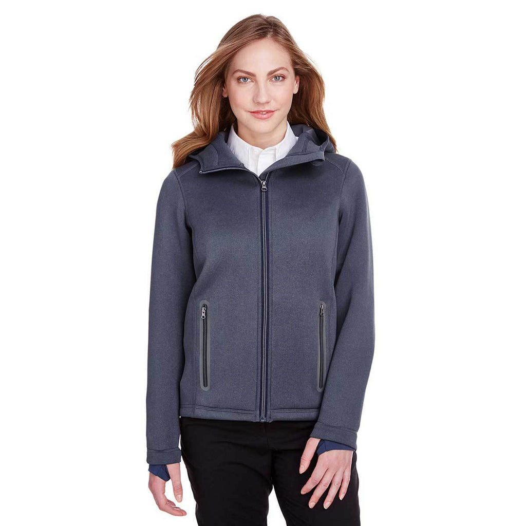 North End Women's Classic Navy Heather/Carbon Paramount Bonded Knit Jacket